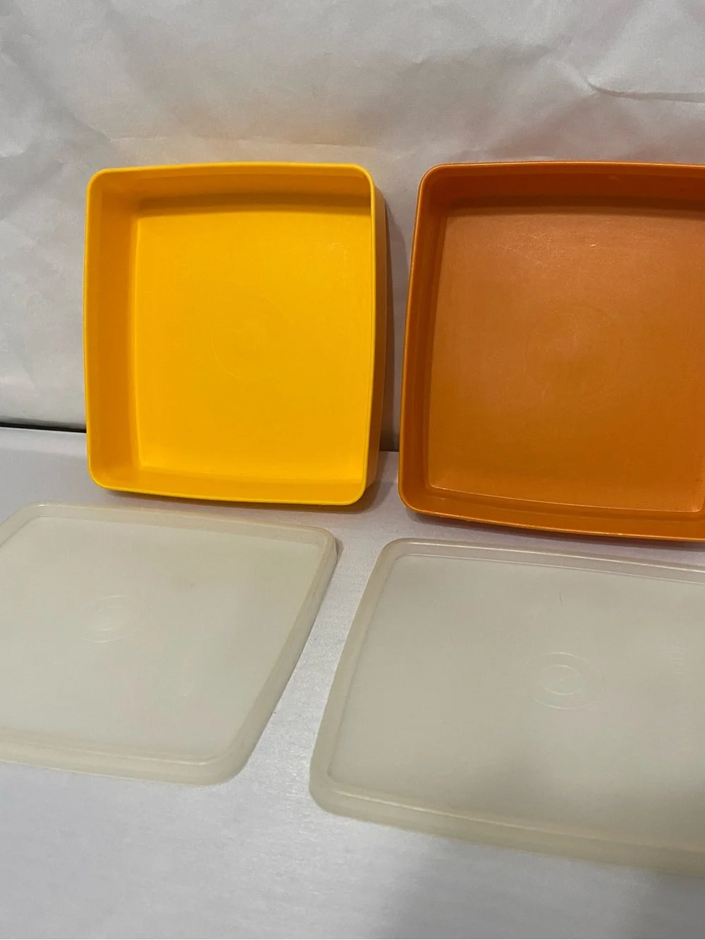 Tupperware Red, Orange, Yellow Stackable Food Containers.